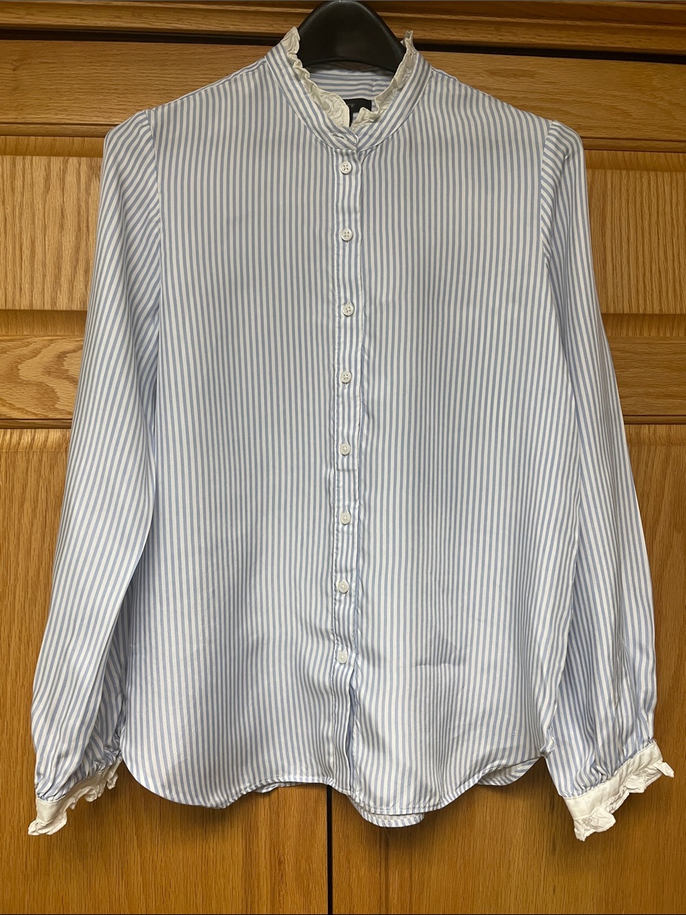 J. Crew Blue and White Striped Button-Down Shirt - Size Medium